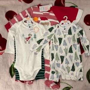 Carter's Festive Bodysuits - Green, Red, White